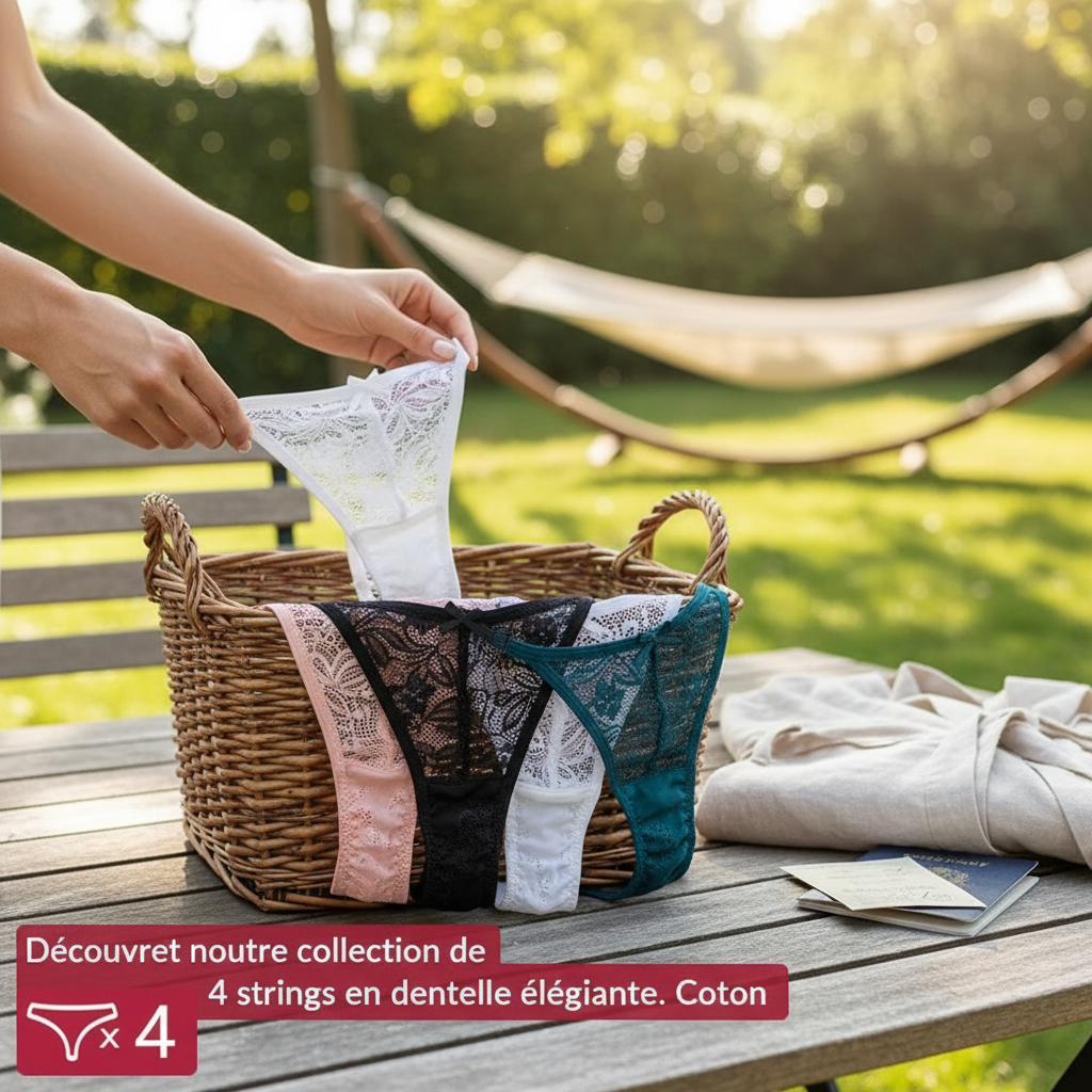 Lot 4 Strings Dentelle Confort