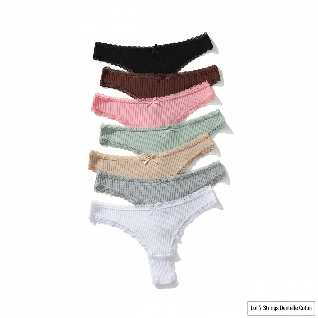 Lot 7 Strings Dentelle Coton