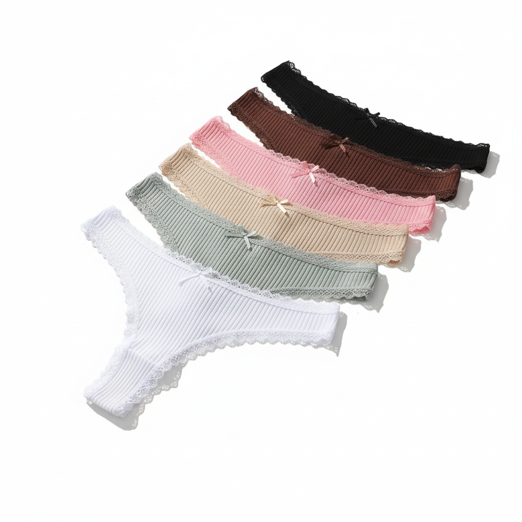 Lot 7 Strings Dentelle Coton